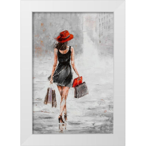 City Shopping I White Modern Wood Framed Art Print by Kowalik, Jolanta