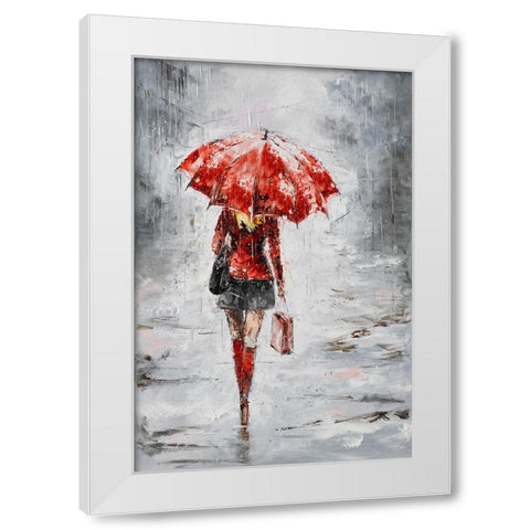 City in the Rain I White Modern Wood Framed Art Print by Kowalik, Jolanta