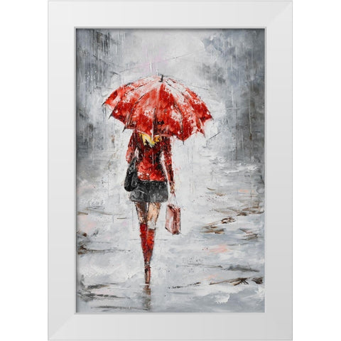 City in the Rain I White Modern Wood Framed Art Print by Kowalik, Jolanta