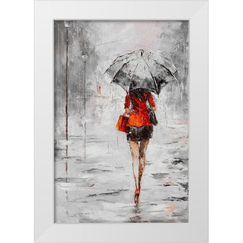 City in the Rain II White Modern Wood Framed Art Print by Kowalik, Jolanta