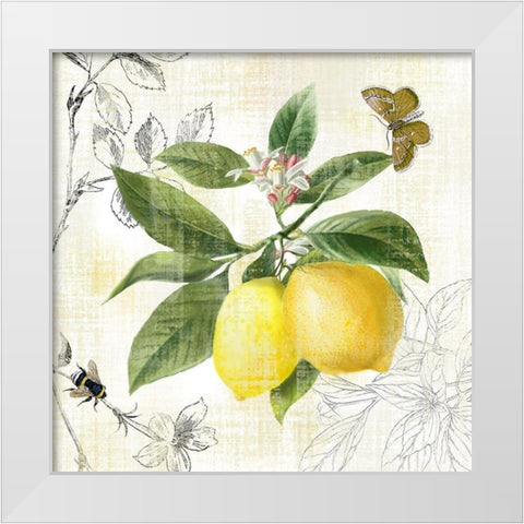 Linen Lemons I White Modern Wood Framed Art Print by Nan