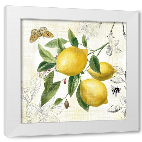 Linen Lemons II White Modern Wood Framed Art Print by Nan