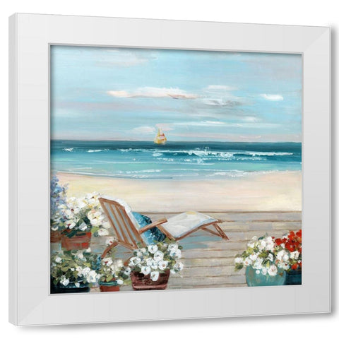 Beach House View White Modern Wood Framed Art Print by Swatland, Sally