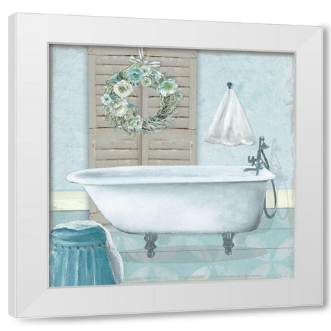 Teal Bath II White Modern Wood Framed Art Print by Robinson, Carol