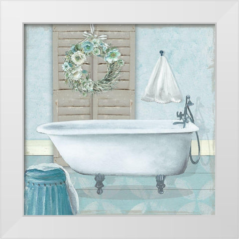 Teal Bath II White Modern Wood Framed Art Print by Robinson, Carol