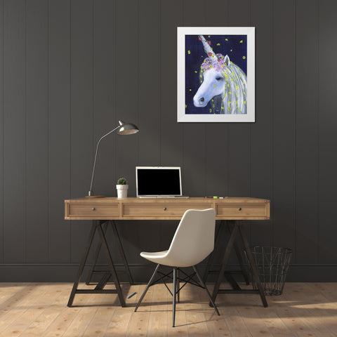 Unicorn IV White Modern Wood Framed Art Print by Tava Studios