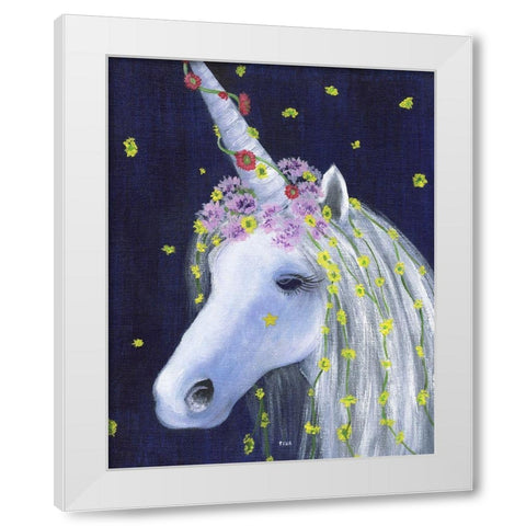 Unicorn IV White Modern Wood Framed Art Print by Tava Studios