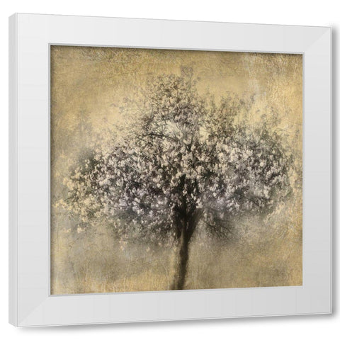 Gold Blossoms White Modern Wood Framed Art Print by Weisz, Irene