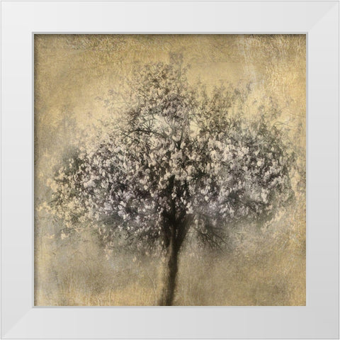 Gold Blossoms White Modern Wood Framed Art Print by Weisz, Irene