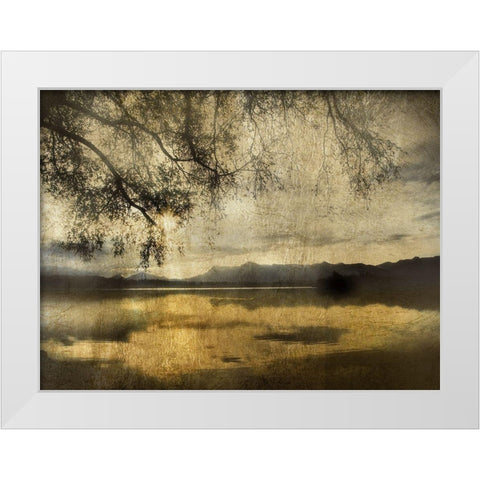 Golden Staffelsee Lake White Modern Wood Framed Art Print by Weisz, Irene