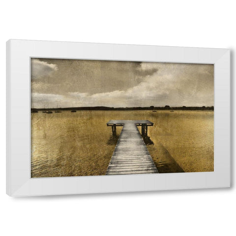 Golden Pier White Modern Wood Framed Art Print by Weisz, Irene