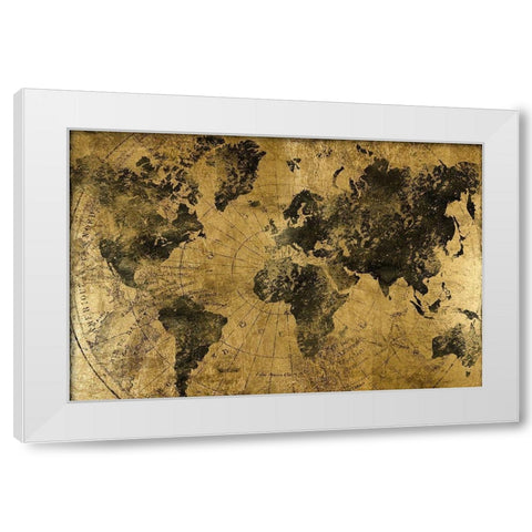 Golden Atlas White Modern Wood Framed Art Print by CAD Designs