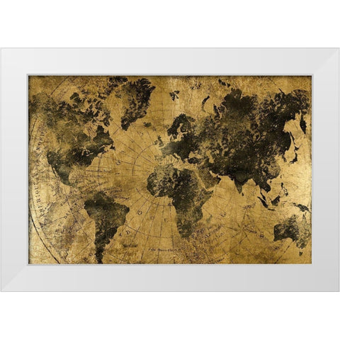 Golden Atlas White Modern Wood Framed Art Print by CAD Designs