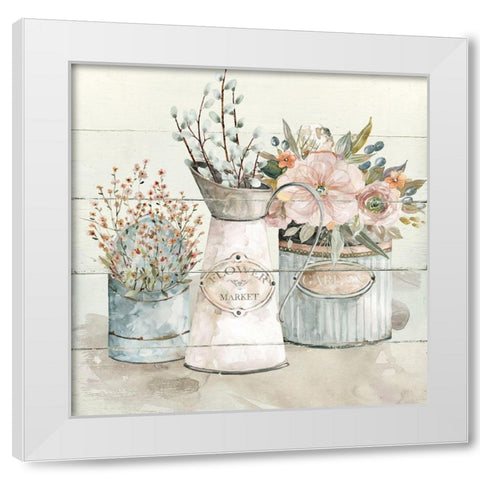Shiplap Flower White Modern Wood Framed Art Print by Robinson, Carol
