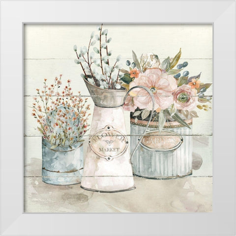 Shiplap Flower White Modern Wood Framed Art Print by Robinson, Carol