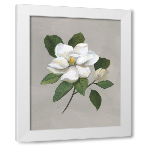 Botanical Magnolia White Modern Wood Framed Art Print by Nan