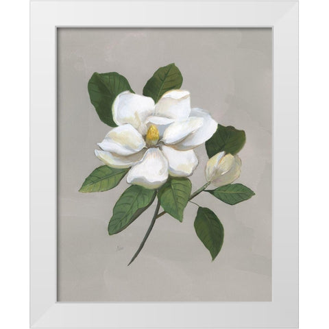 Botanical Magnolia White Modern Wood Framed Art Print by Nan