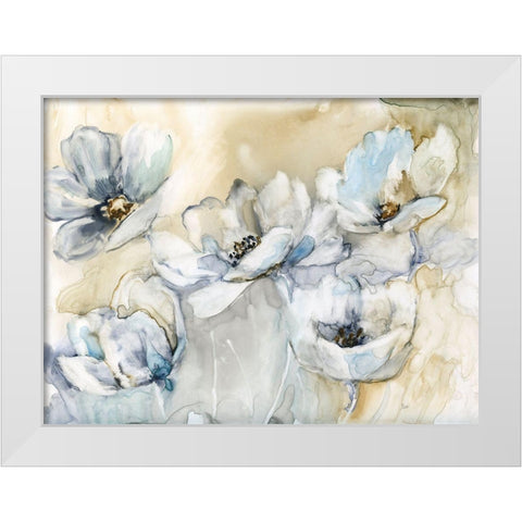 Soft Blooms White Modern Wood Framed Art Print by Nan