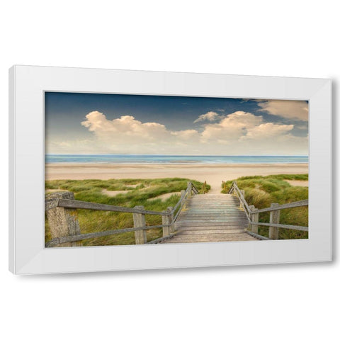 Welcome Beach White Modern Wood Framed Art Print by Calascibetta, Mike