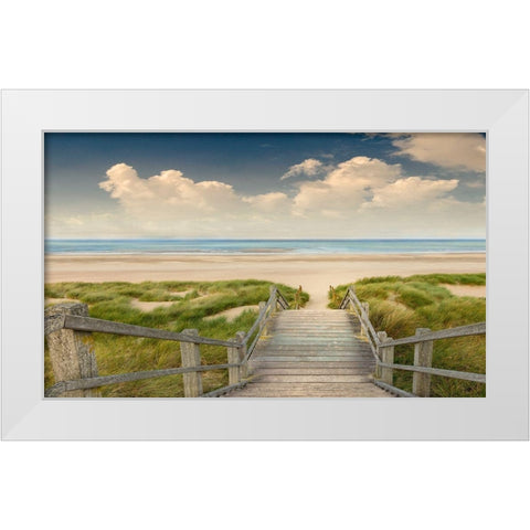 Welcome Beach White Modern Wood Framed Art Print by Calascibetta, Mike