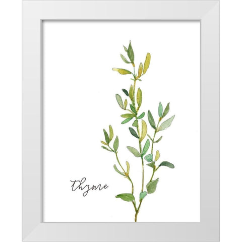 Fresh Sprig Thyme White Modern Wood Framed Art Print by Robinson, Carol