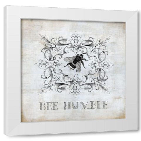 Bee Humble White Modern Wood Framed Art Print by Robinson, Carol