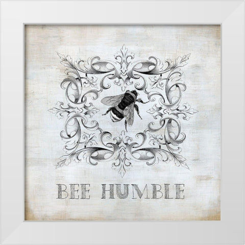 Bee Humble White Modern Wood Framed Art Print by Robinson, Carol