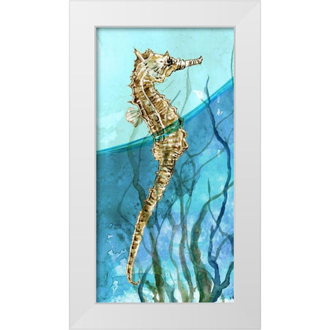 Delray Seahorse I White Modern Wood Framed Art Print by Robinson, Carol