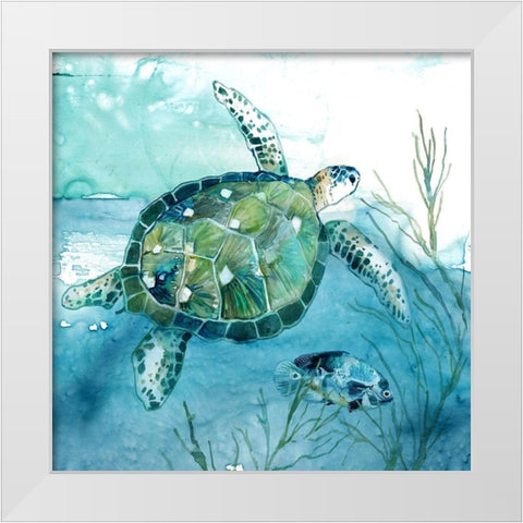Delray Sea Turtle I White Modern Wood Framed Art Print by Robinson, Carol