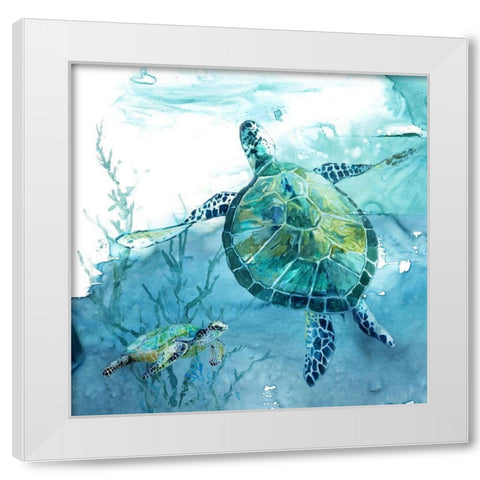 Delray Sea Turtle II White Modern Wood Framed Art Print by Robinson, Carol