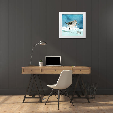 Delray Sandpiper I White Modern Wood Framed Art Print by Robinson, Carol