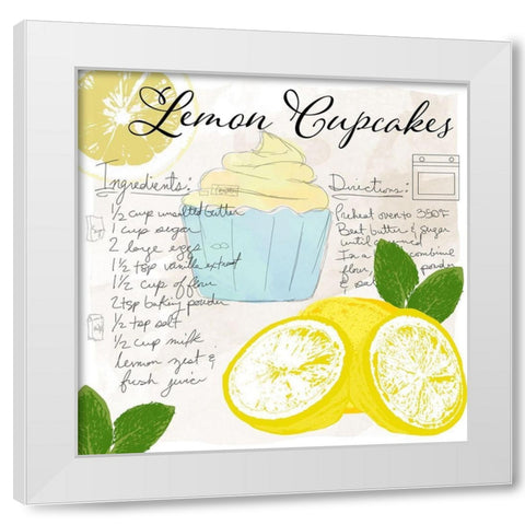 Lemon Cupcakes White Modern Wood Framed Art Print by Santiago, Daniela
