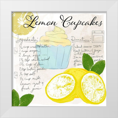 Lemon Cupcakes White Modern Wood Framed Art Print by Santiago, Daniela