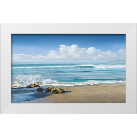Sweeping Blue White Modern Wood Framed Art Print by Calascibetta, Mike