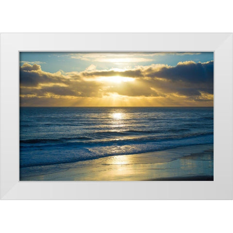 Beach Sunset White Modern Wood Framed Art Print by Foulke, Doug