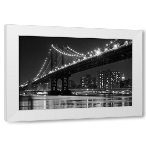 East River Lights White Modern Wood Framed Art Print by Souders, Paul