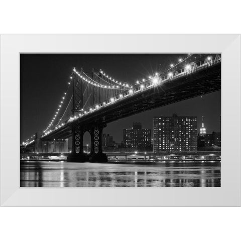 East River Lights White Modern Wood Framed Art Print by Souders, Paul