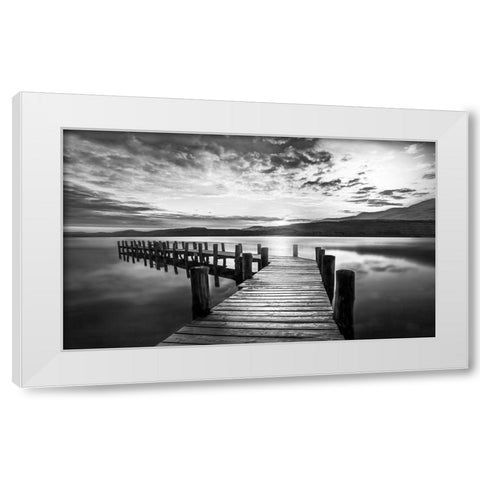 Evening Dock White Modern Wood Framed Art Print by Calascibetta, Mike