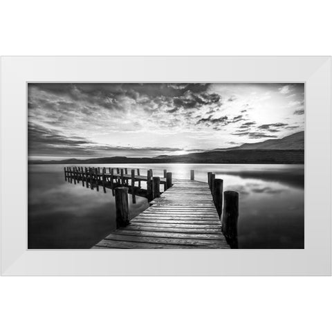 Evening Dock White Modern Wood Framed Art Print by Calascibetta, Mike