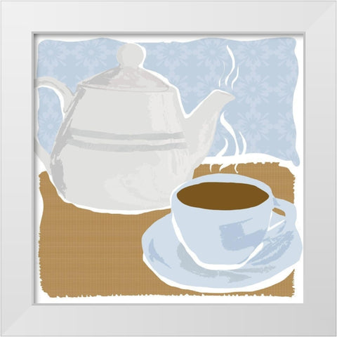 Afternoon Tea White Modern Wood Framed Art Print by Swatland, Sally