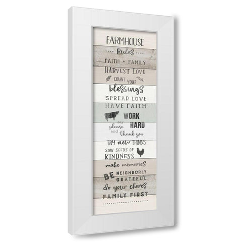 Farmhouse Rules White Modern Wood Framed Art Print by CAD Designs
