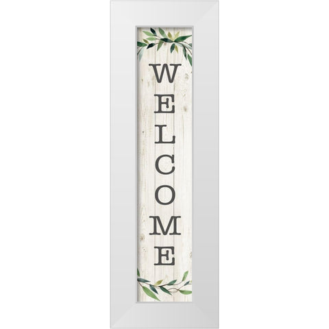Welcome White Modern Wood Framed Art Print by Robinson, Carol