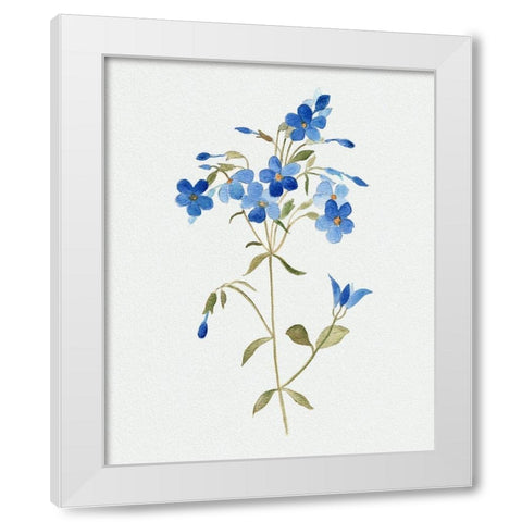 Blue Blossom Botanical II White Modern Wood Framed Art Print by Tava Studios