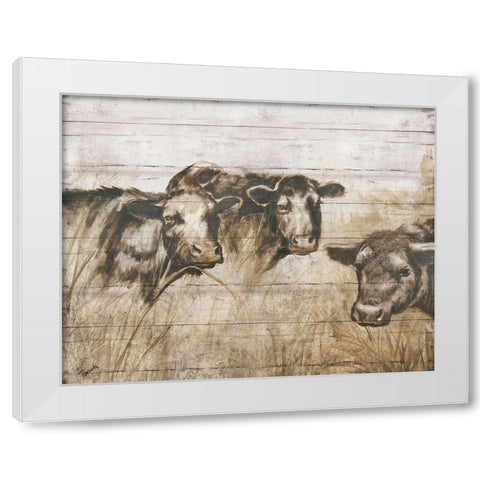 Sepia Cows White Modern Wood Framed Art Print by Brooks, Donna