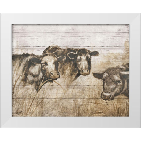 Sepia Cows White Modern Wood Framed Art Print by Brooks, Donna