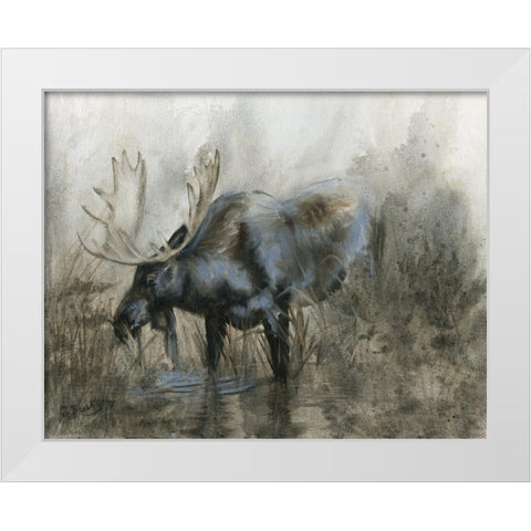 Majestic Elk White Modern Wood Framed Art Print by Brooks, Donna