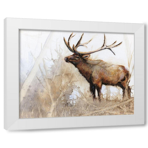Majestic Moose White Modern Wood Framed Art Print by Brooks, Donna