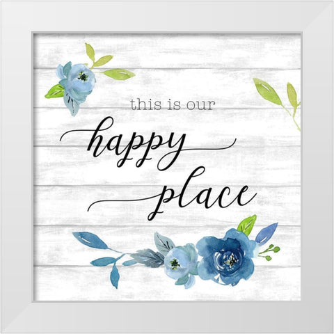 Happy Place White Modern Wood Framed Art Print by Santiago, Daniela