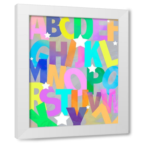 Alphabet Soup White Modern Wood Framed Art Print by Santiago, Daniela