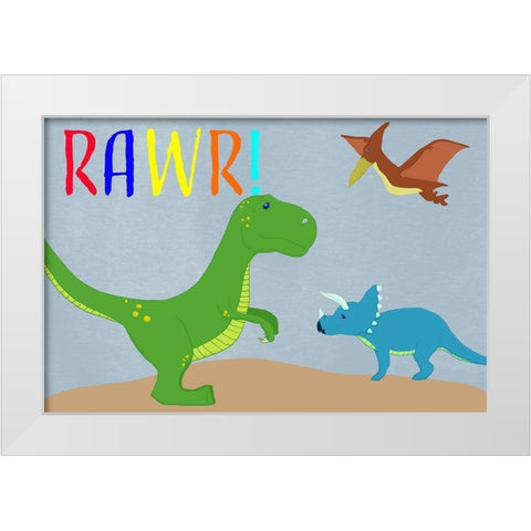 Rawr! White Modern Wood Framed Art Print by Santiago, Daniela